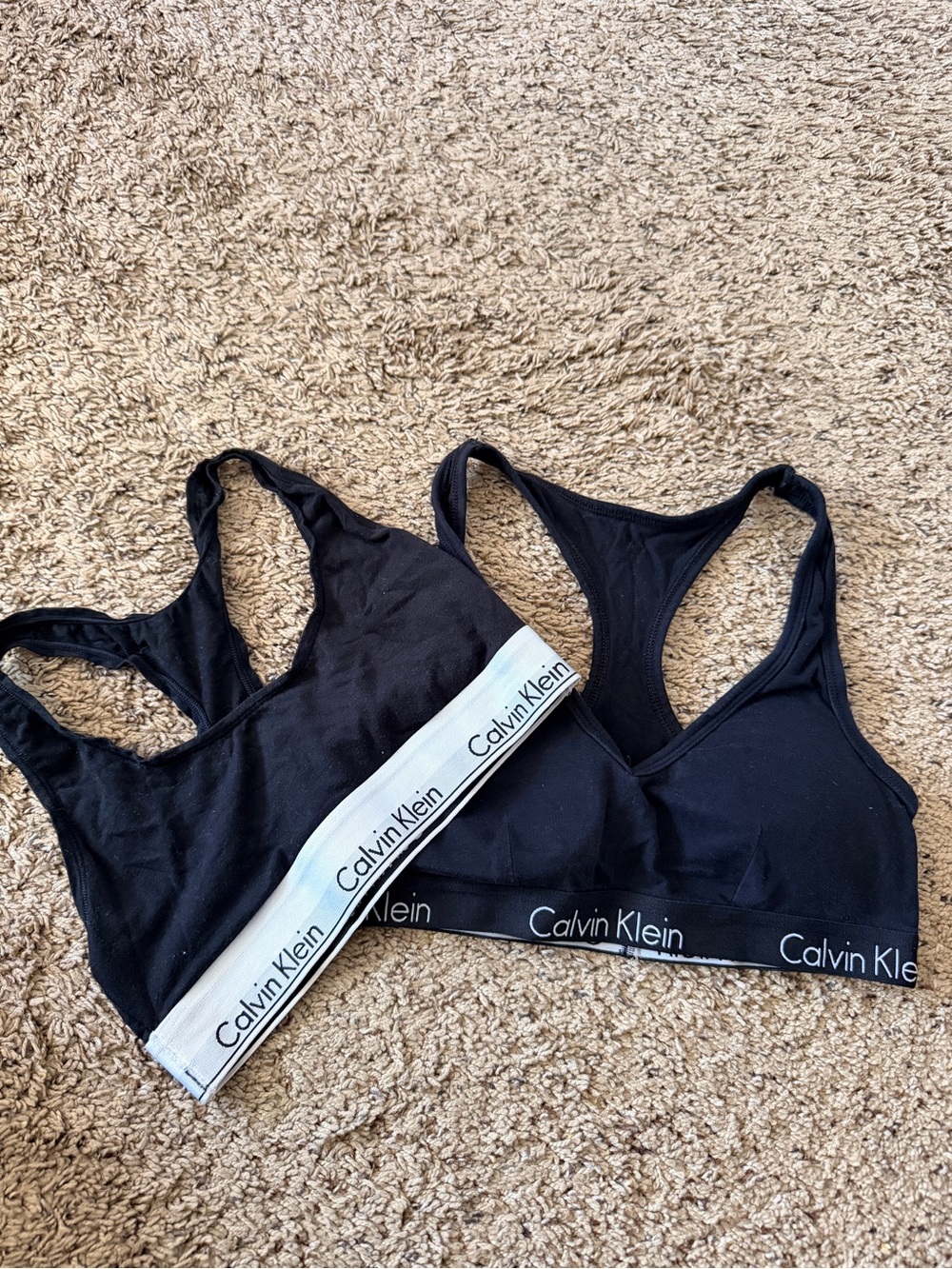 Calvin Klein Black Racerback Bralettes with Logo Bands
